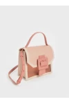 Charles Keith See Through Effect Buckled Bag Nude